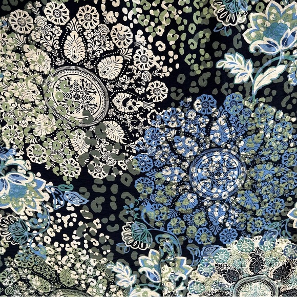 Ruby Rd. Women Peasant Boho Blue Green Patterned Top Plus Size 2X V-Neck Button - Picture 10 of 13